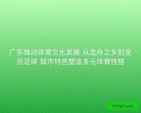 广东推动体育文化发展 从龙舟之乡到全民足球 城市特色塑造多元体育性格 广东推动体育文化发展 从龙舟之乡到全民足球 城市特色塑造多元体育性格